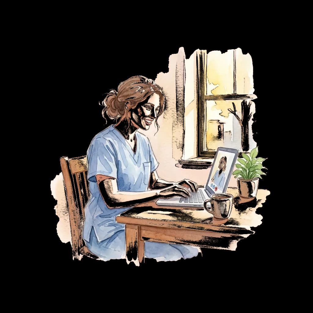 PMHNP working remotely from home via telehealth